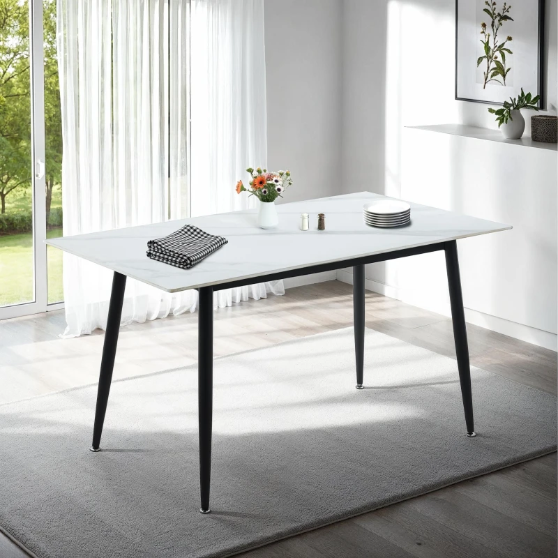 Image of Seconique Fenton Dining Table White Marble Stone Effect