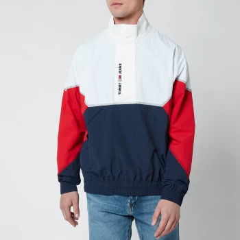 Image of Tommy Jeans Mens Lightweight Popover Jacket - White Multi - M