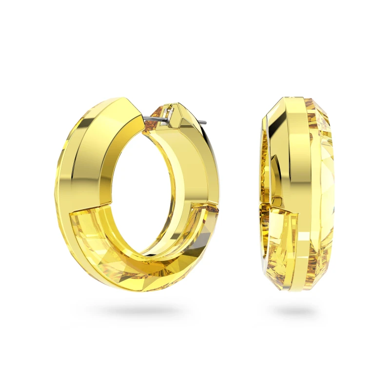 Image of Swarovski Lucent hoop earrings, Statement, Round shape, Yellow - Blue Blue One Size
