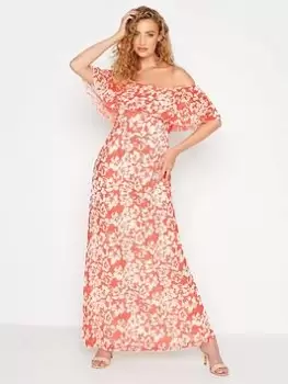 image of Long Tall Sally Floral Bardot Maxi Dress - Orange, Size 10, Women