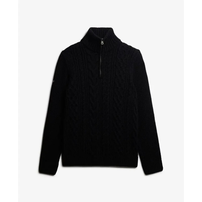 Image of Superdry Twisted jumper with a funnel neck Superdry Jacob Bleu Male S