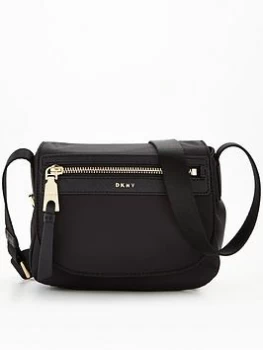 Image of DKNY Cora Nylon Flap Crossbody Bag - Black, Women