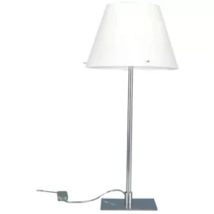 image of Linea Verdace Virgin Table Lamp With Round Tapered Shade Satin Nickel