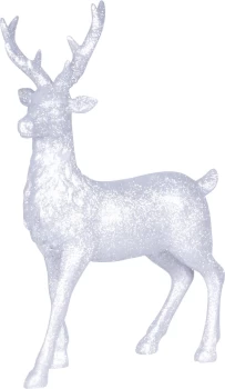 image of ST Helens H&G Polyresin Glitter Reindeer Figurine - Silver