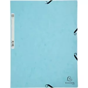 Image of Exacompta Elasticated 3 Flap Folder A4, 400gsm, Pastel Blue, Pack of 25