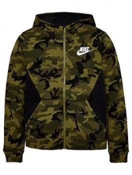 Image of Nike Older Boys Nsw Club Fleece Camo Fz Hoodie