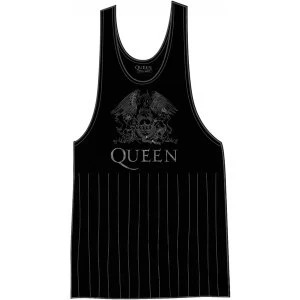 Image of Queen Crest Vintage with Tassels Large Ladies Tee Vest - Black