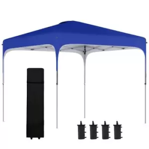 Image of Outsunny Pop Up Gazebo Foldable With Wheeled Carry Bag & 4 Weight Bags - Blue