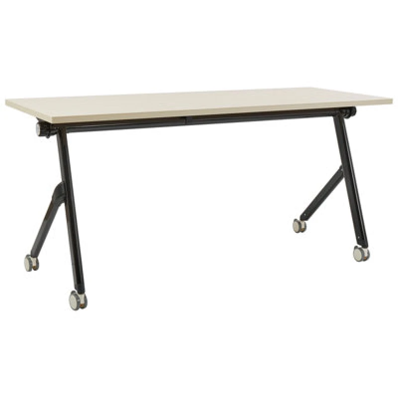 Image of Beliani Foldable Office Desk Bendi Light Brown 160 Cm 60 Cm With Wheels
