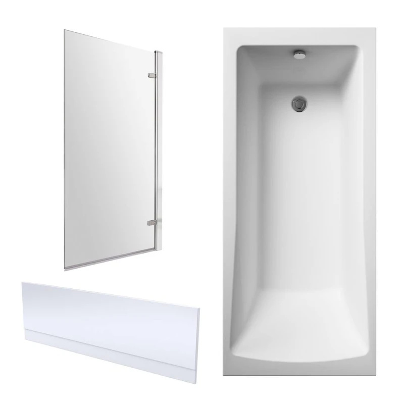 Image of Balterley Square Bathtub Front Panel with Bath Screen Chrome Profile Silver
