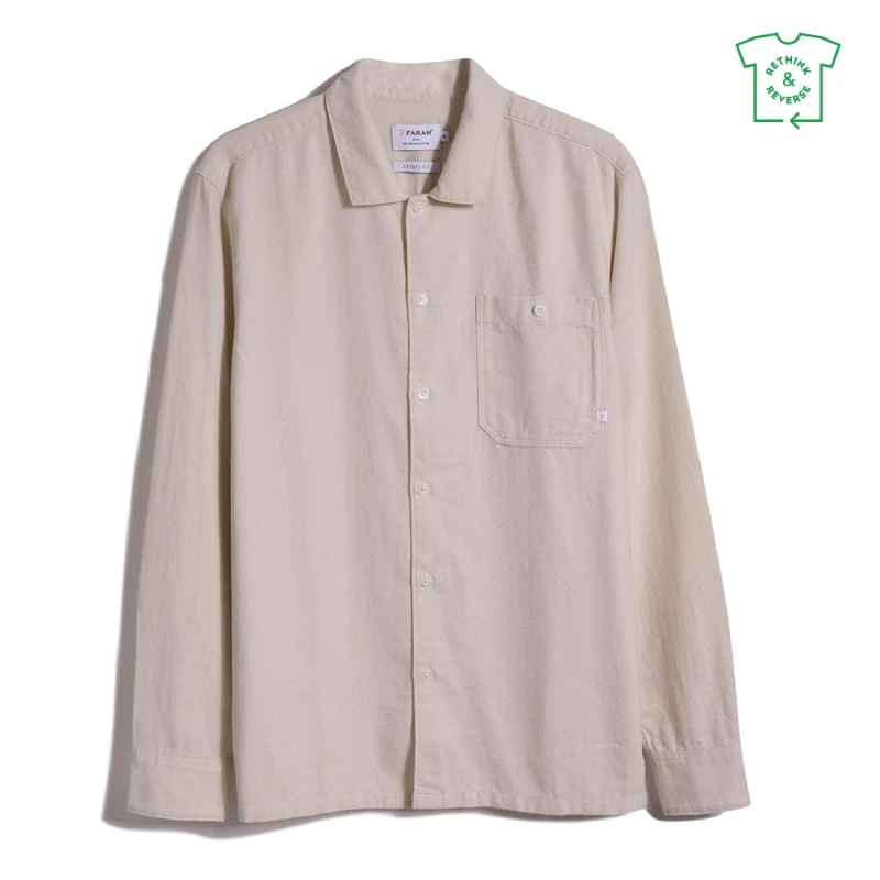 Image of Farah Campbell Long Sleeve Shirt Collar - Purple Purple S
