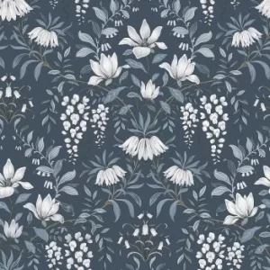 Image of Laura Ashley Parterre Dark Seaspray Wallpaper