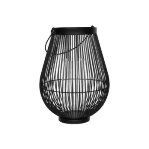 Image of Ivyline Venere Lantern With Glass Insert H:34 x W: 26cm - Black