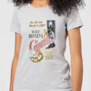 Image of Disney Princess Cinderella Retro Poster Womens T-Shirt - Grey - L