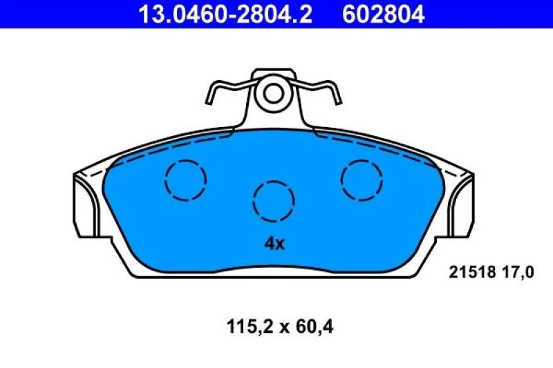 Image of ATE 13.0460-2804.2 Brake pad set excl. wear warning contact Brake Pad Set,disc brake (402)
