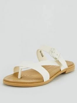 image of Crocs Tulum Toe Post Flat Sandals - Oyster, Size 6, Women