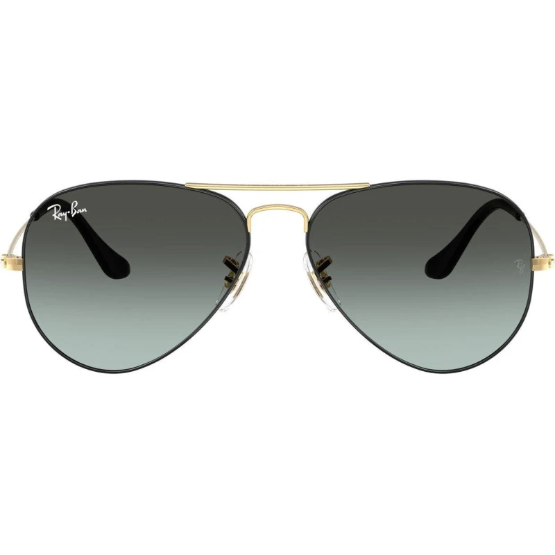 Image of Ray-Ban Ray-Ban Aviator Polished Black On Arista Blue Vintage Gradient Black Aviator 3025 Black One Size Unisex 8056262302293