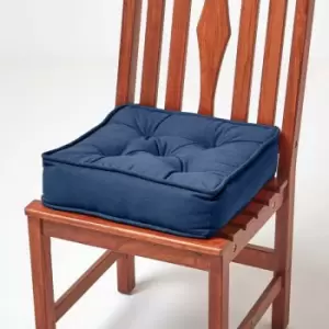 Image of HOMESCAPES Navy Blue Cotton Dining Chair Booster Cushion - Blue