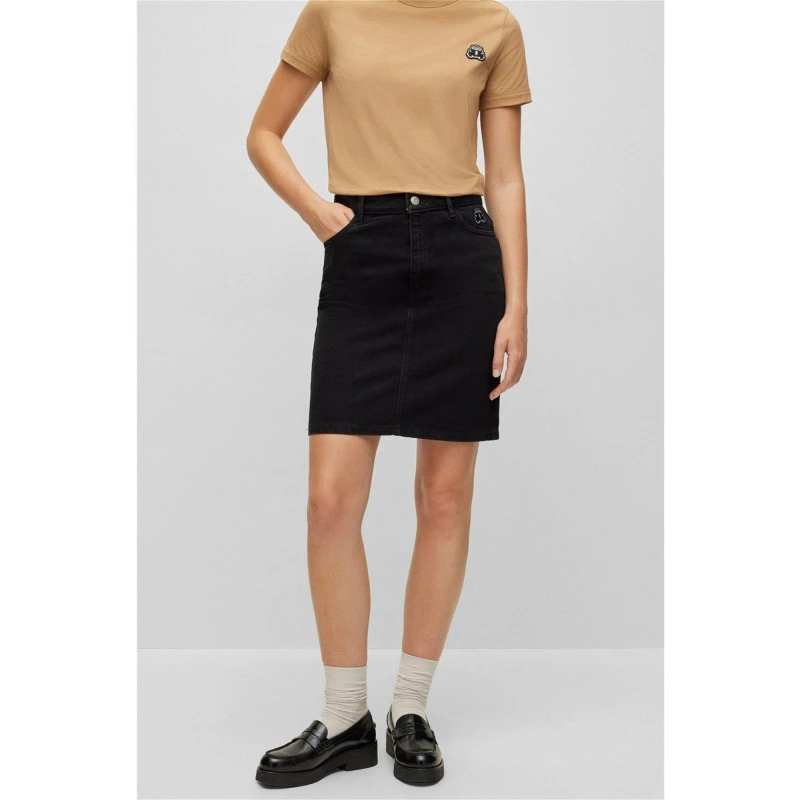 Image of Boss Black Denim Skirt Black 4