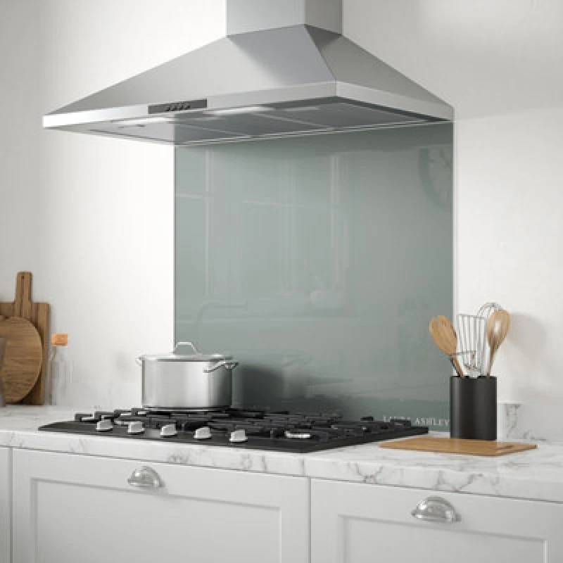 Image of Laura Ashley Mineral Grey Self-Adhesive Glass Splashback, (H)750mm (W)900mm (T)6mm