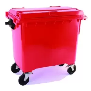 image of Slingsby 4 Wheelie Bin With Drop Down Front - 1100L - Red