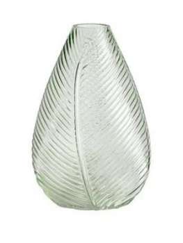 image of Gisela Graham Green Leaf Impression Glass Vase