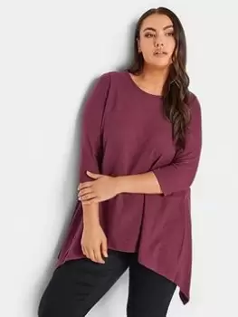 Image of Yours Hanky Hem Pocket Tunic Wine, Red, Size 16, Women