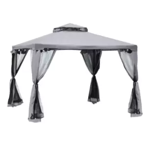 Image of Outsunny 3 x 3 Meter Metal Gazebo Garden Outdoor 2-tier Roof Marquee Party Tent Canopy Pavillion Patio Shelter with Netting - Crey