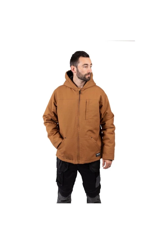 Image of Caterpillar Hooded Sherpa Lined Jacket - Brown Brown XL