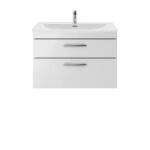 image of Nuie Athena 800 Wall Hung 2-drawer Vanity & Curved Basin - Gloss Grey Mist