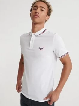 image of Superdry Classic Micro Lite Polo Shirt, White Size M Men