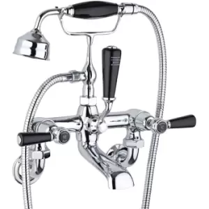 image of Topaz Dome Lever Bath Shower Mixer Tap Wall Mounted - Black Indices - Hudson Reed