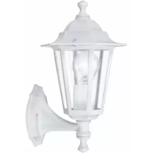 image of Loops - IP44 Outdoor Wall Light White Aluminium Lantern 1 x 60W E27 Bulb Porch Lamp Up