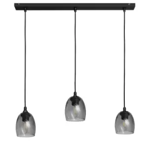 image of Brillant Straight Bar Pendant Ceiling Light Black, Smokey 60cm