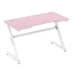 image of HOMCOM Z-Shaped Racing Style Gaming Desk with Cable Management Home Office Pink