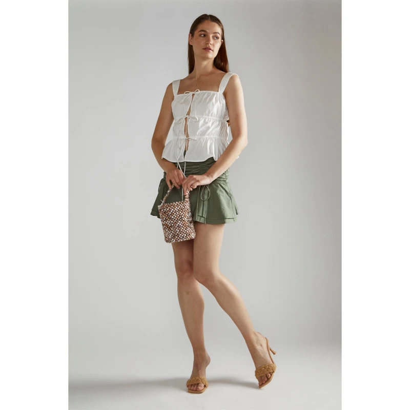 Image of Narrated White Square-Neck Sleeveless-Top White female 8 (XS)