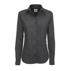 Image of B&C Womens/Ladies Sharp Twill Long Sleeve Shirt (3XL) (Dark Grey)