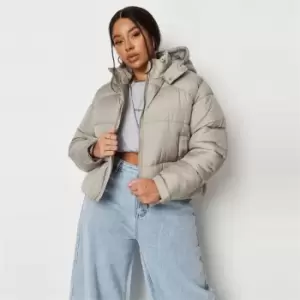 Image of Missguided Plus Size Hooded Padded Puffer Coat - Green