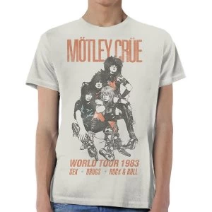 image of Motley Crue - World Tour Vintage Unisex Large T-Shirt - White