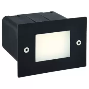 Image of IP44 LED Half Brick Light Textured Black & Plain Frosted Glass 2W Cool White