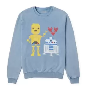 Image of Star Wars Friendship Sweatshirt - Denim Blue Acid Wash - L - Denim Blue Acid Wash