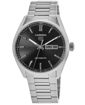 image of Tag Heuer Carrera Calibre 5 Day-Date Black Dial Steel Mens Watch WBN2010.BA0640 WBN2010.BA0640