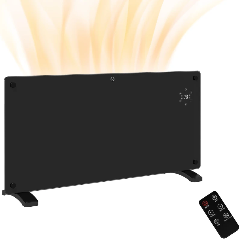 Image of HOMCOM HOMCOM 2000W Electric Space Heater Radiator WiFi Smart App 24Hr 7 Day Timer in Black One Size Unisex 5061025056705