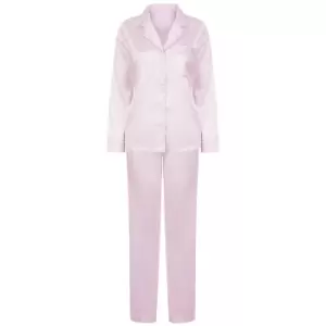 image of Towel City Womens/Ladies Satin Long PJ Set (M/L) (Light Pink)