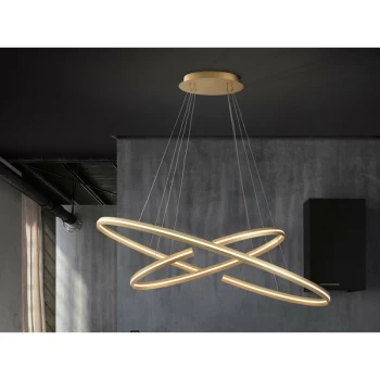 image of Schuller Elipse - Dimmable Integrated LED Pendant Light, Brushed Gold