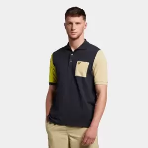 Image of Mens Contrast Polo - Dark Navy - L