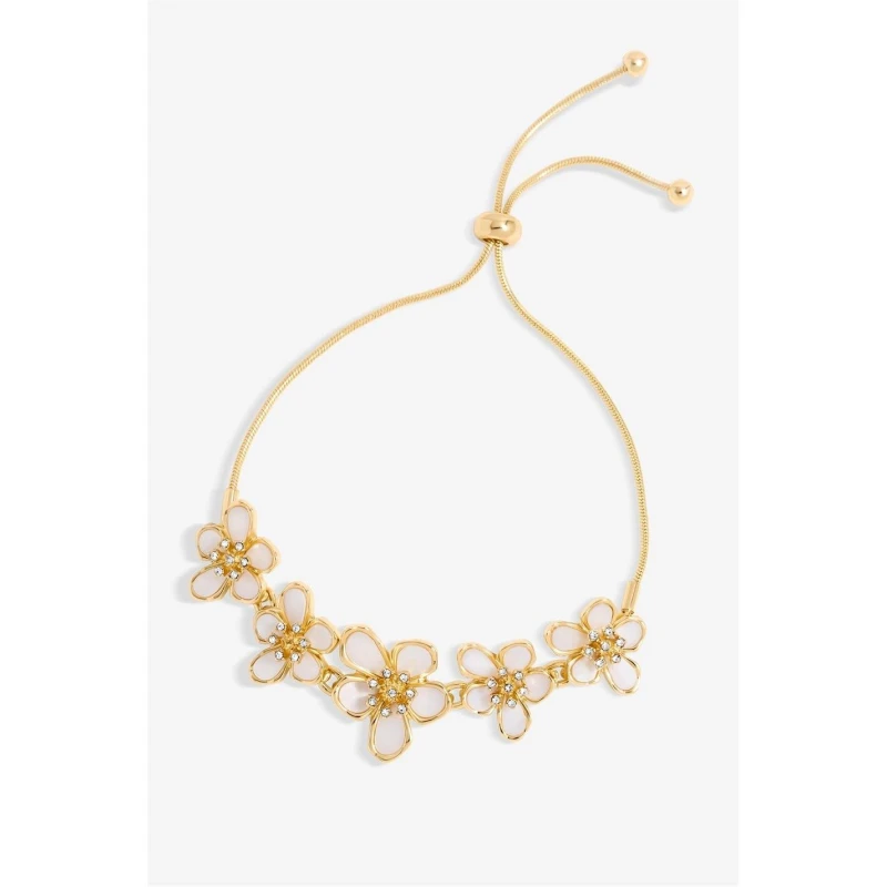 Image of Jon Richard Gold Plated Mother Of Pearl Floral Bracelet Gold One Size