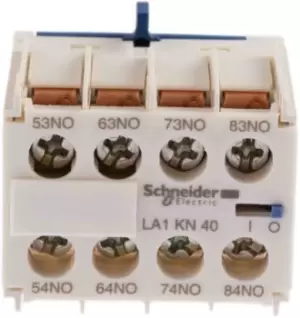 Image of Schneider Electric Auxiliary Contact - 4NO, 4 Contact, Front Mount, 10 A