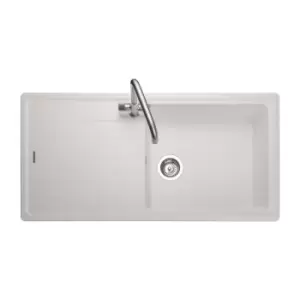 Image of Single Bowl Inset White Granite Kitchen Sink with Reversible Drainer - Rangemaster Elements