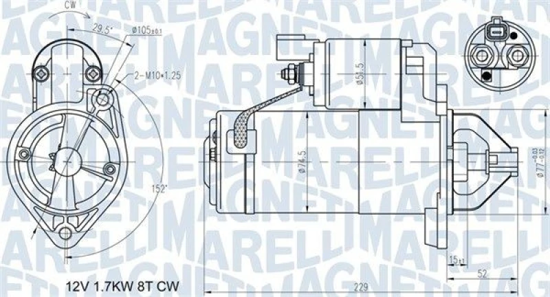Image of MAGNETI MARELLI Starter motor MAGNETI MARELLI 063721365010